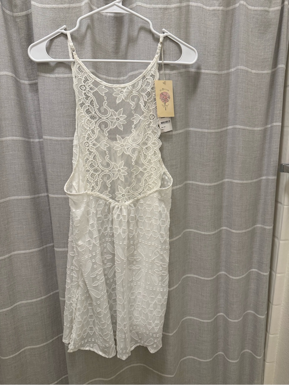 In Bloom White Lace Overlay Chemise with Floral Bodice